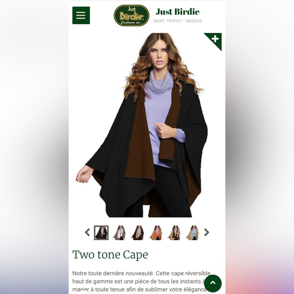 JUST BIRDIE Two Tone Cape. Black/Brown. One size. - Picture 2 of 5